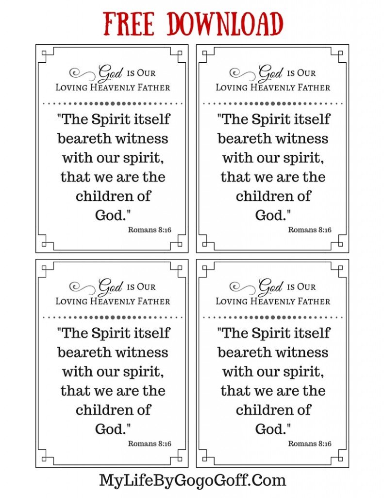 Download ¼ Page Romans 8:16 Printable to help you Ponderize