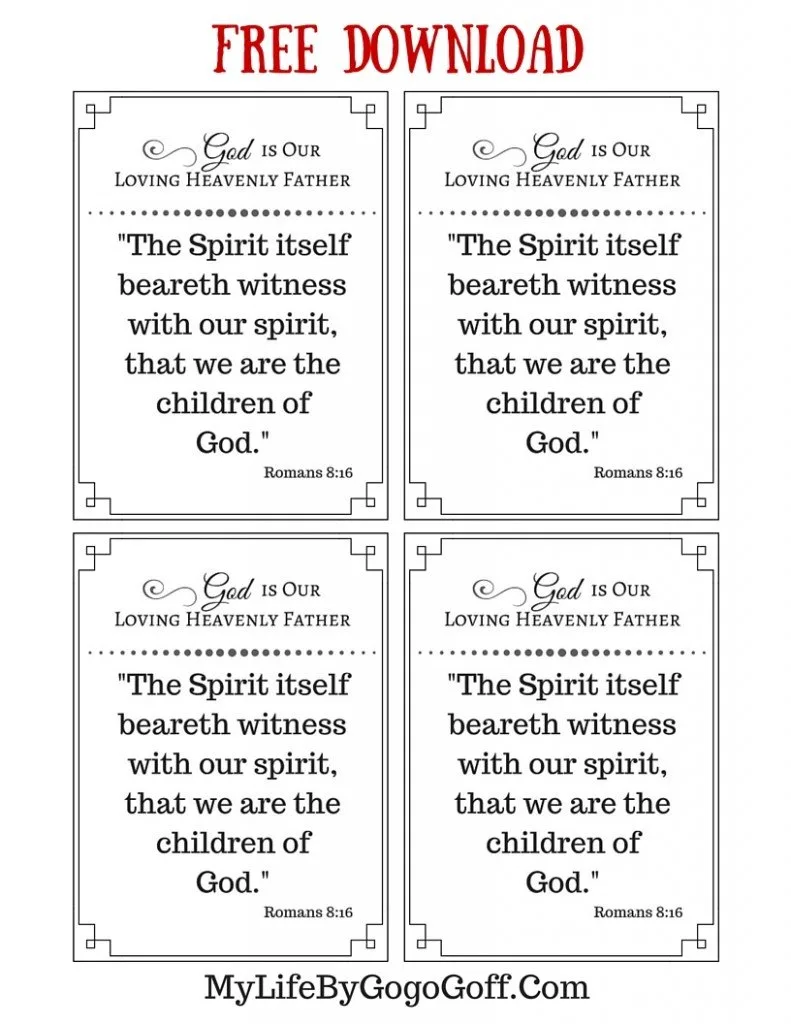 Download 1/4 Page Romans 8:16 Printable to help you Ponderize
