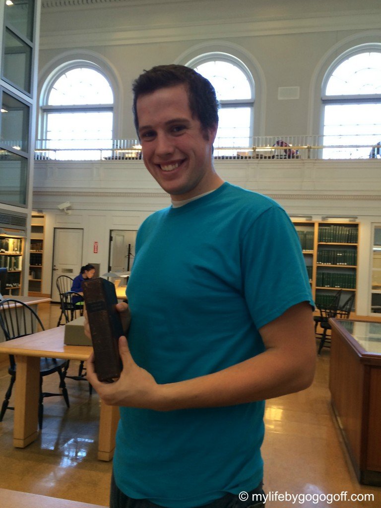 Holding a 1st Edition Book of Mormon at Dartmouth College