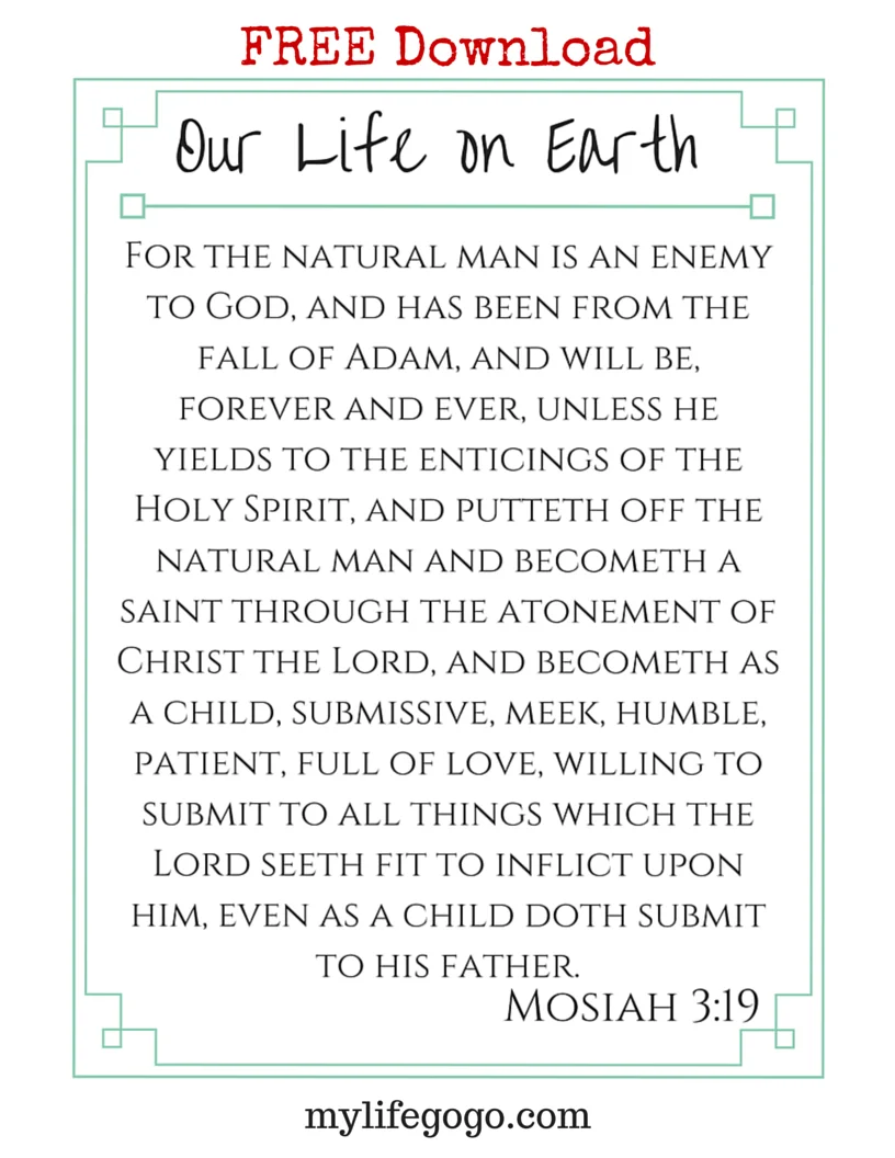 Free Printable! Ponderize Preach My Gospel: Mosiah 3:19