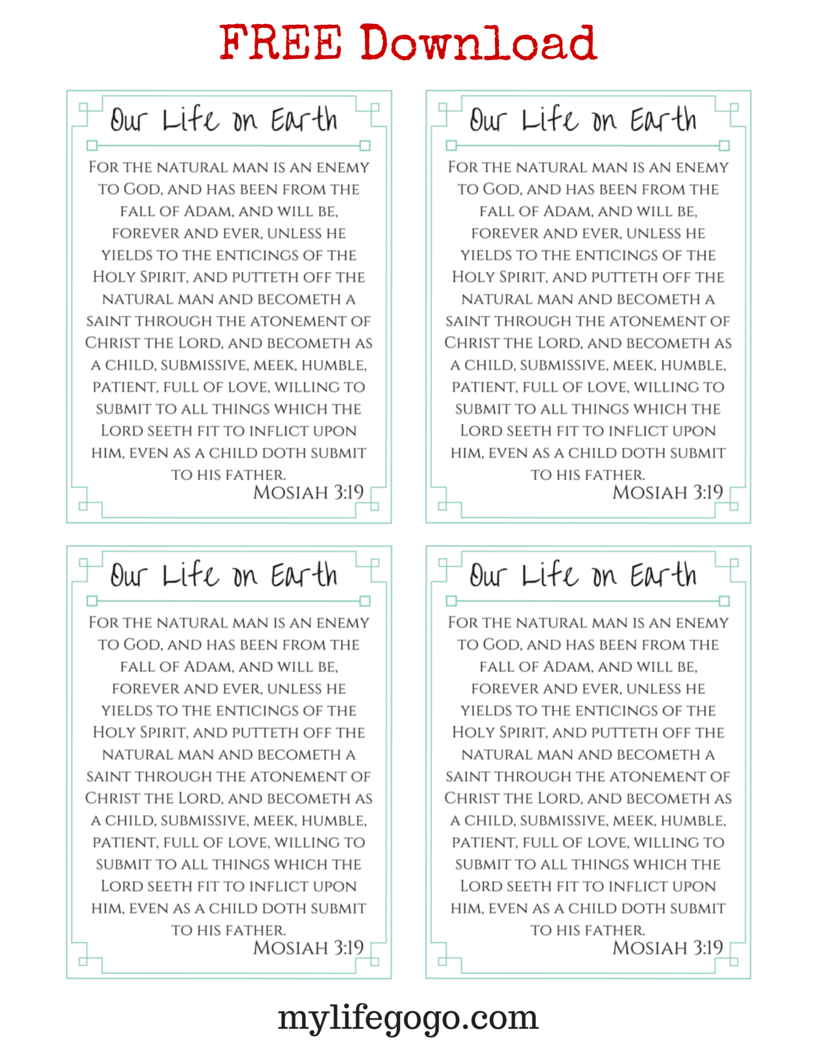 Free Printable! Ponderize Preach My Gospel: Mosiah 3:19