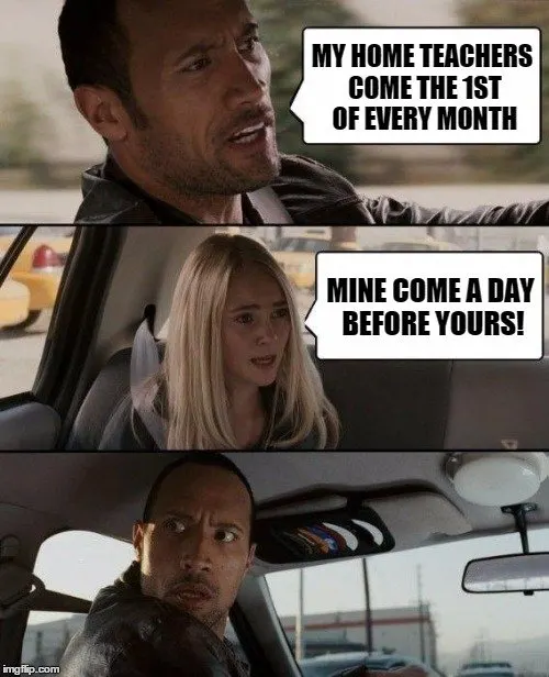 My home teachers come the first of every month! Mine come a day before yours!