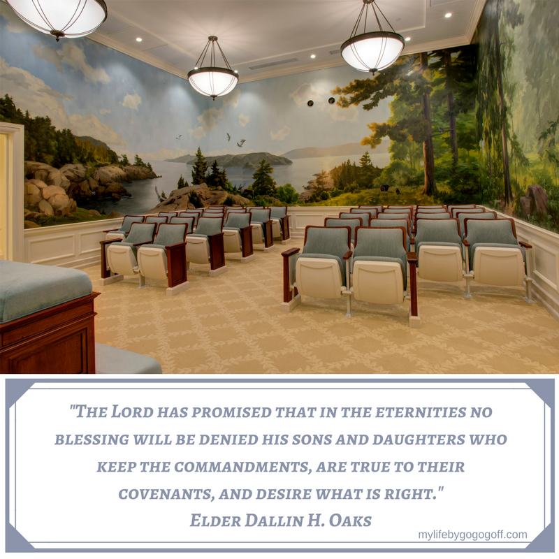 "The Lord has promised that in the eternities no blessing will be denied his sons and daughters who keep the commandments, are true to their covenants, and desire what is right." Elder Dallin H. Oaks