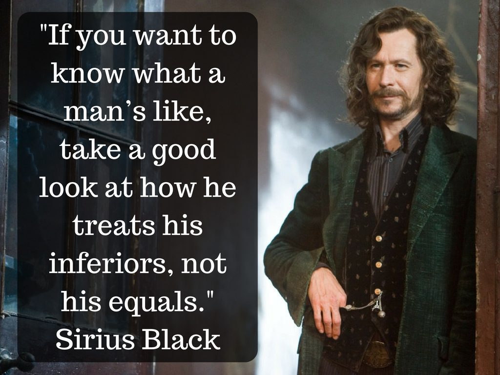 "If you want to know what a man’s like, take a good look at how he treats his inferiors, not his equals." Sirius Black