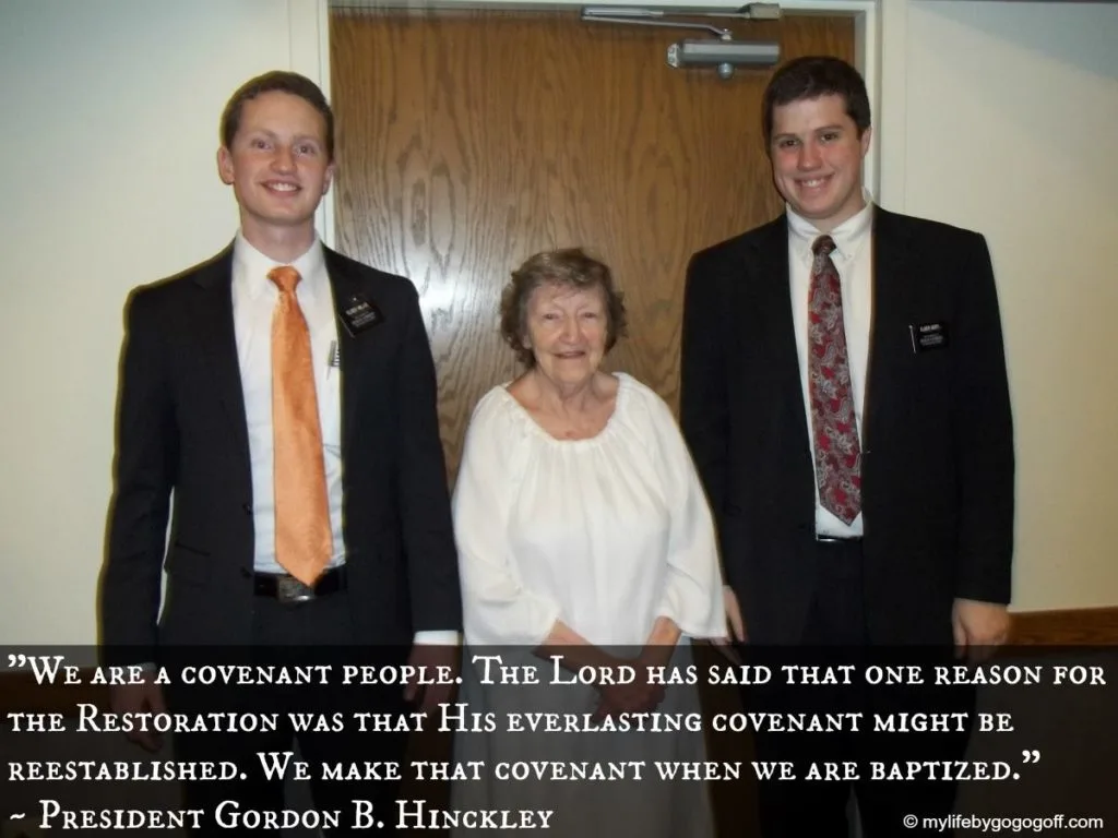 "We are a covenant people. The Lord has said that one reason for the Restoration was that His everlasting covenant might be reestablished. We make that covenant when we are baptized." President Gordon B. Hinckley (This is a picture from the last baptism on my Mission Dec 28th, 2013, just two weeks before I came home! I am on the right, Rachel in the middle, and Elder Millis on the left)