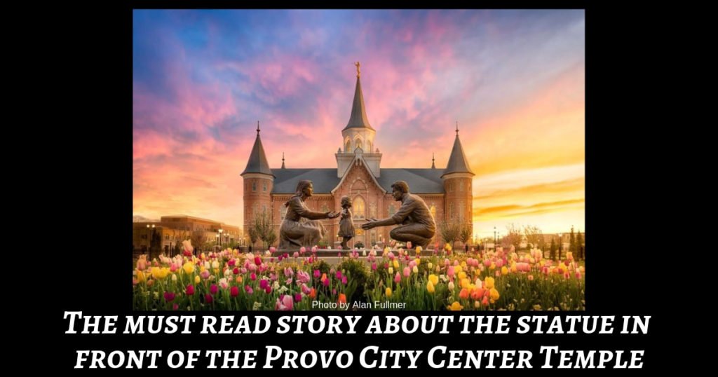 The story behind the statue in front of the Provo City Center Temple, it is named "In The Family Circle" But the artist said to him it is "Melissa Walks"...