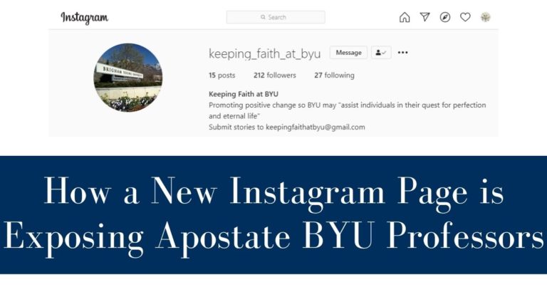 "Keeping Faith at BYU" is a new Instagram account every Latter-day Saint needs to be aware of, they are exposing apostate BYU Professors.
