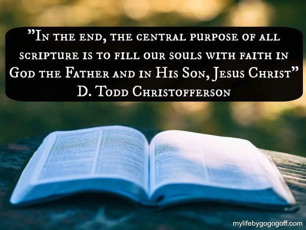 "In the end, the central purpose of all scripture is to fill our souls with faith in God the Father and in His Son, Jesus Christ" D. Todd Christofferson