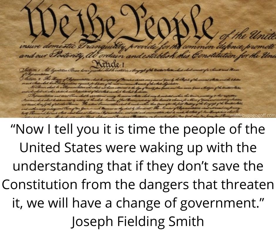 “Now I tell you it is time the people of the United States were waking up with the understanding that if they don’t save the Constitution from the dangers that threaten it, we will have a change of government.” (Conference Report, April 1950, p. 159.)