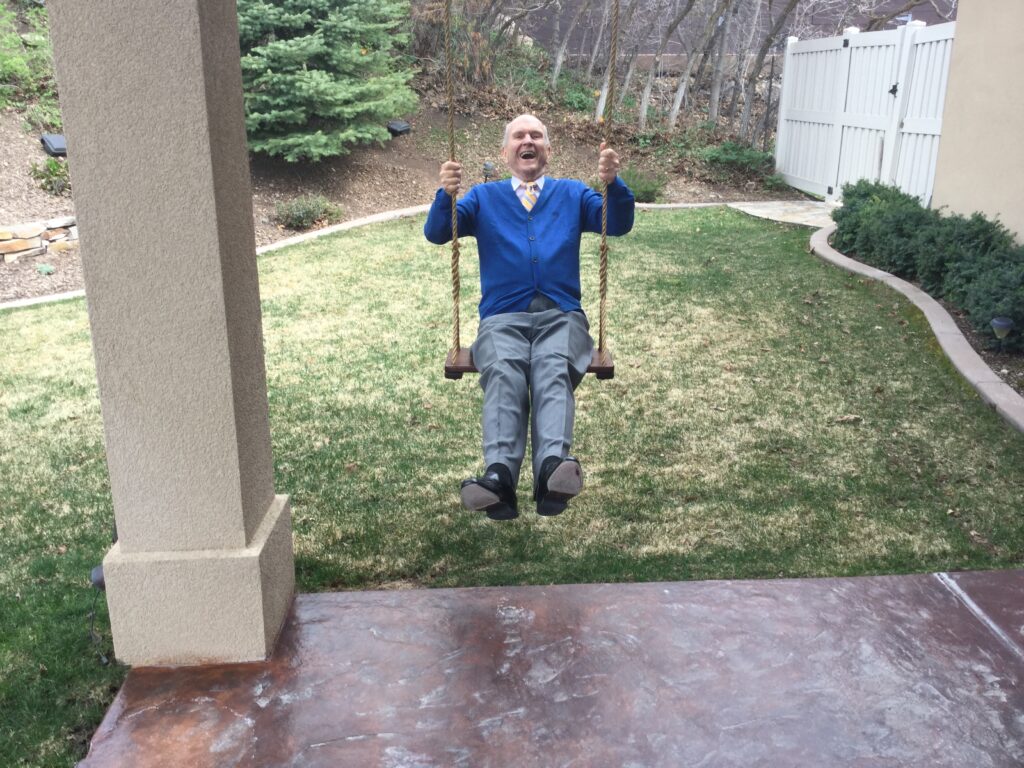 President Russell M. Nelson on his swing.