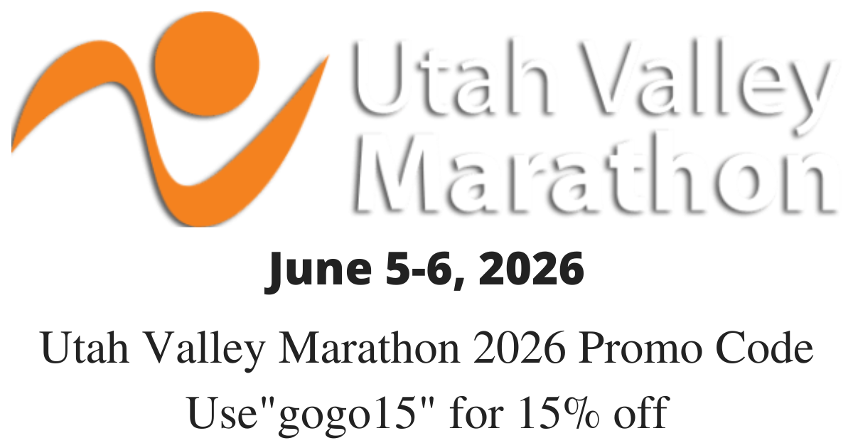 For a Utah Valley Marathon Promo Code use gogo15 to save 15% off your Utah Valley Marathon registration! Happy Running!